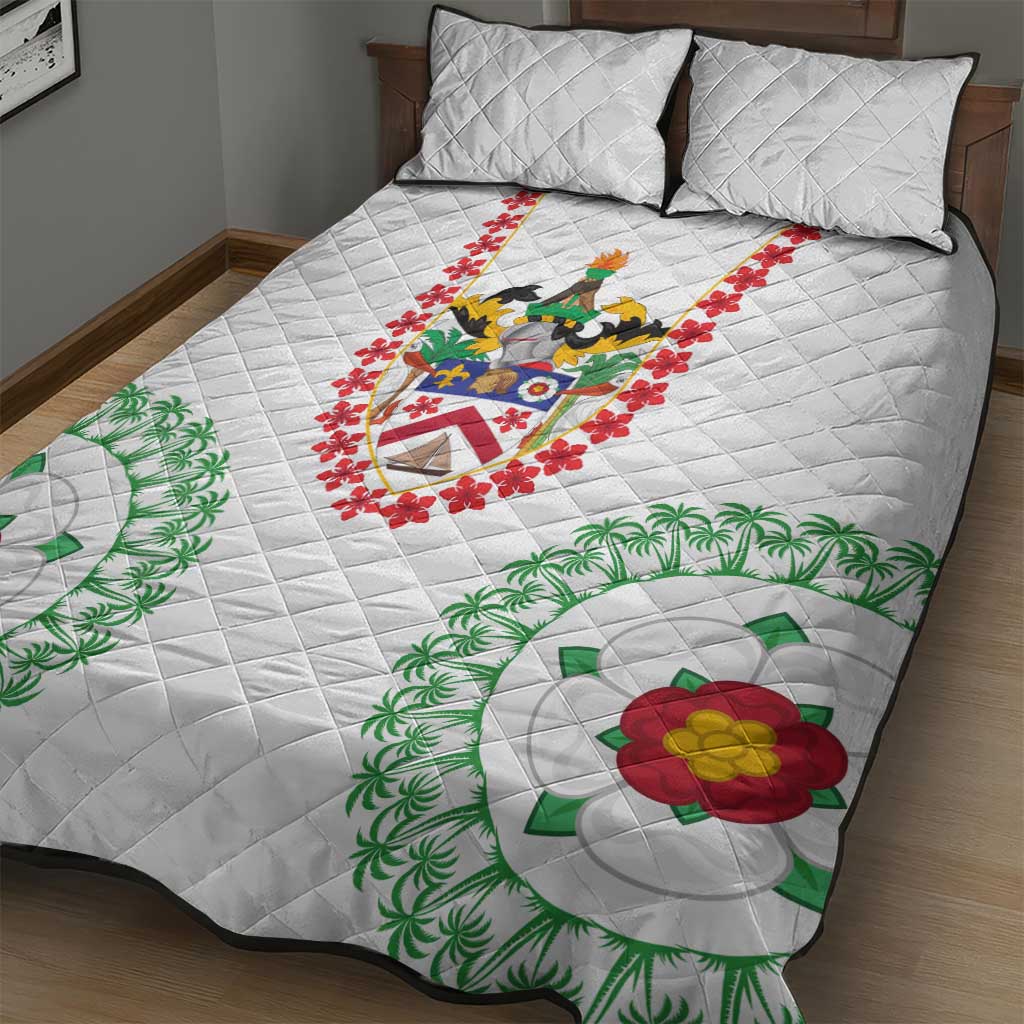Saint Kitts and Nevis Quilt Bed Set with Vibrant Flag Colors and Hibiscus Flower Design - Wonder Print Shop