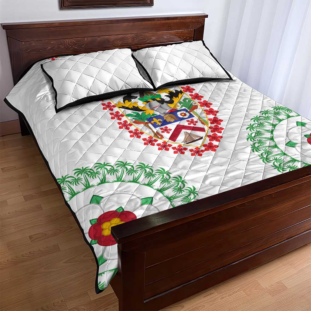 Saint Kitts and Nevis Quilt Bed Set with Vibrant Flag Colors and Hibiscus Flower Design - Wonder Print Shop
