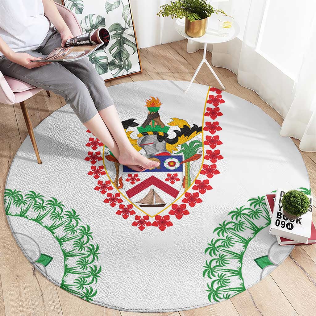 Saint Kitts and Nevis Round Carpet with Vibrant Flag Colors and Hibiscus Flower Design - Wonder Print Shop