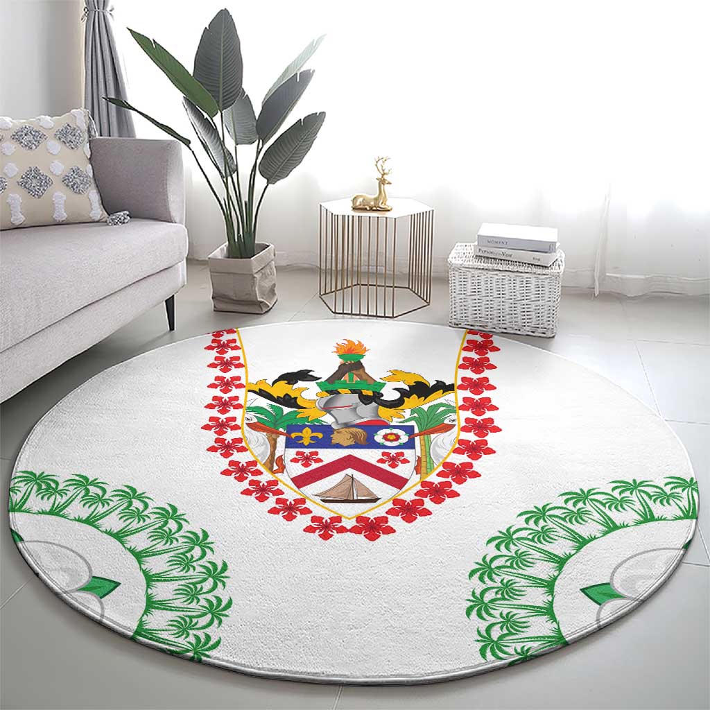 Saint Kitts and Nevis Round Carpet with Vibrant Flag Colors and Hibiscus Flower Design - Wonder Print Shop