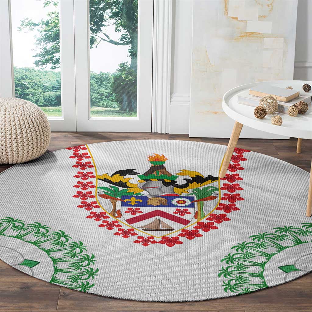 Saint Kitts and Nevis Round Carpet with Vibrant Flag Colors and Hibiscus Flower Design - Wonder Print Shop