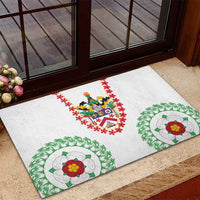 Saint Kitts and Nevis Rubber Doormat with Vibrant Flag Colors and Hibiscus Flower Design - Wonder Print Shop