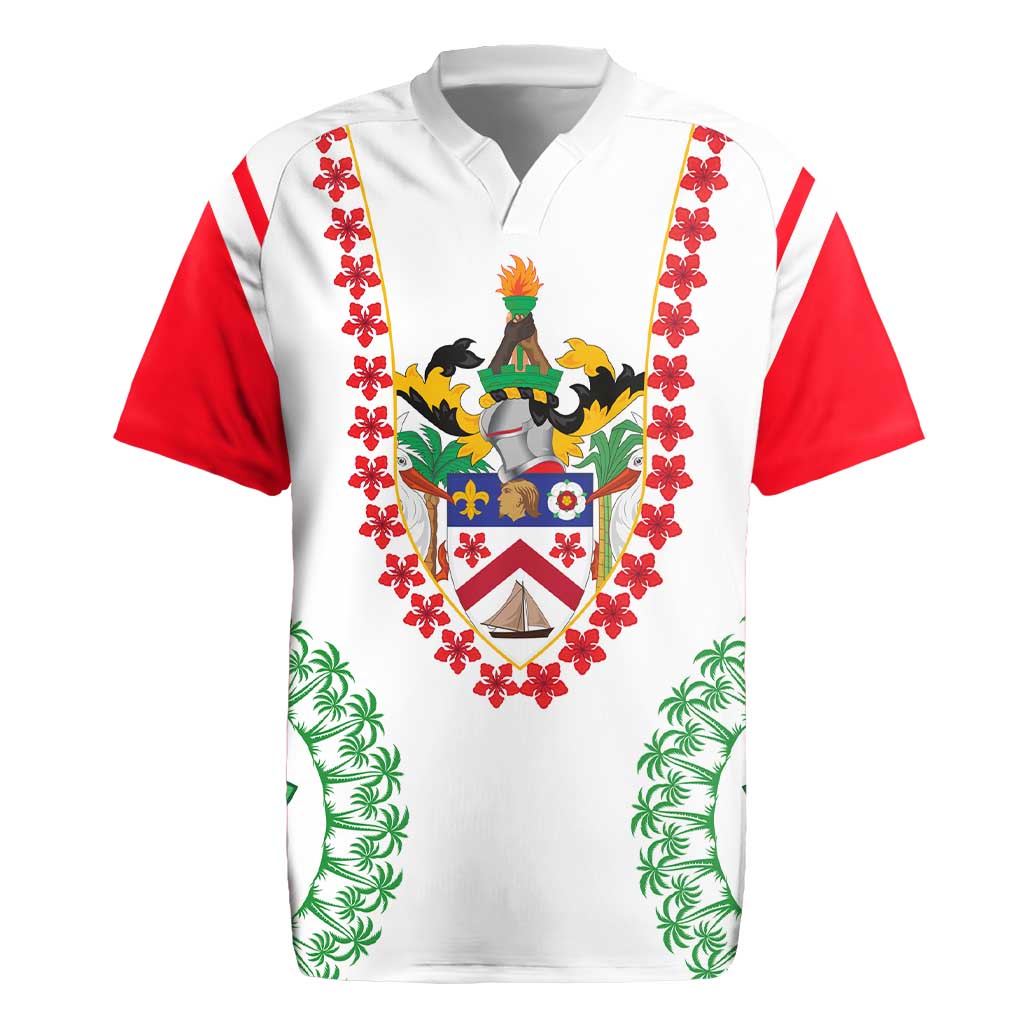 Saint Kitts and Nevis Rugby Jersey with Vibrant Flag Colors and Hibiscus Flower Design - Wonder Print Shop