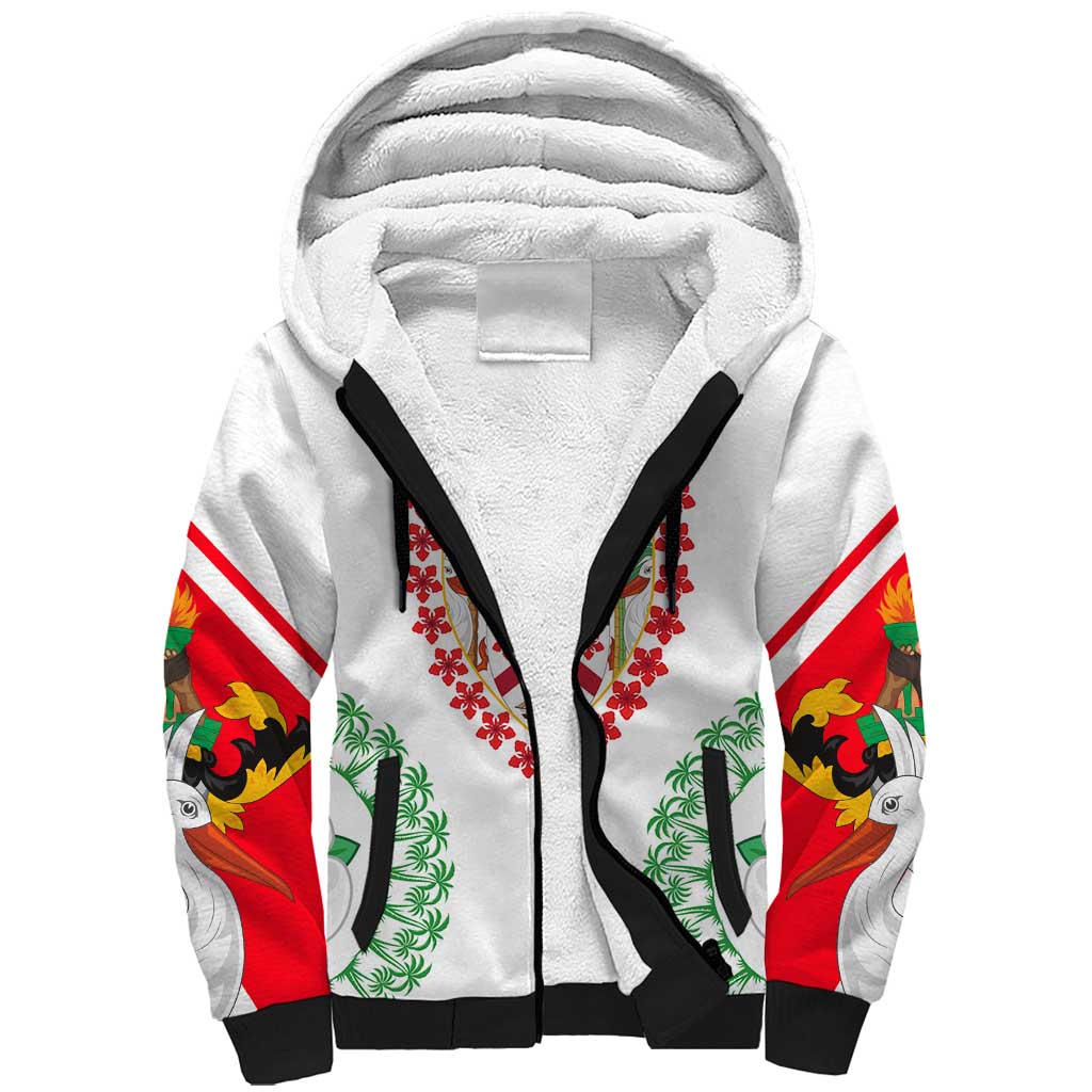 Saint Kitts and Nevis Sherpa Hoodie with Vibrant Flag Colors and Hibiscus Flower Design - Wonder Print Shop