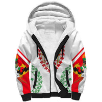 Saint Kitts and Nevis Sherpa Hoodie with Vibrant Flag Colors and Hibiscus Flower Design - Wonder Print Shop