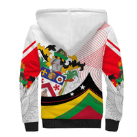 Saint Kitts and Nevis Sherpa Hoodie with Vibrant Flag Colors and Hibiscus Flower Design - Wonder Print Shop