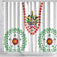 Saint Kitts and Nevis Shower Curtain with Vibrant Flag Colors and Hibiscus Flower Design - Wonder Print Shop