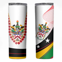 Saint Kitts and Nevis Skinny Tumbler with Vibrant Flag Colors and Hibiscus Flower Design - Wonder Print Shop