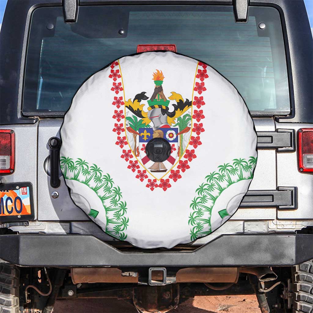Saint Kitts and Nevis Spare Tire Cover with Vibrant Flag Colors and Hibiscus Flower Design - Wonder Print Shop