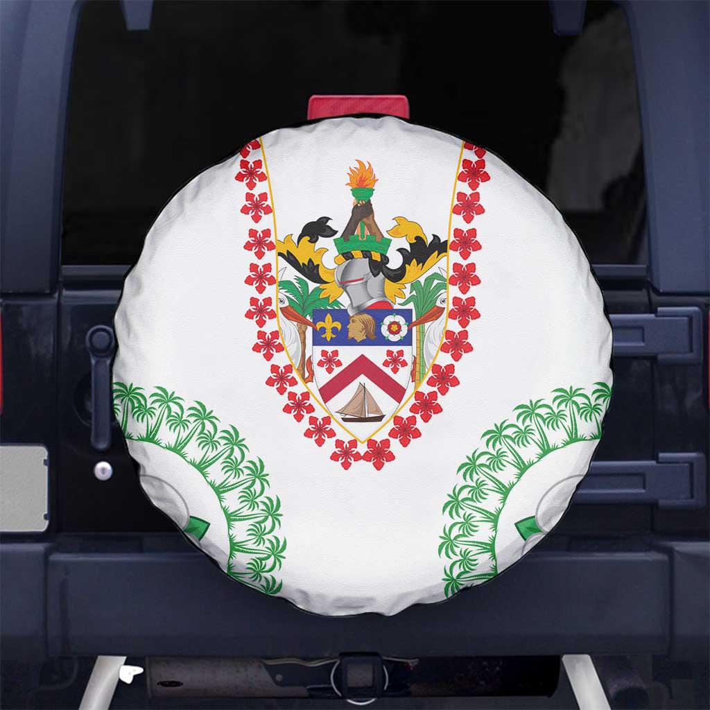 Saint Kitts and Nevis Spare Tire Cover with Vibrant Flag Colors and Hibiscus Flower Design - Wonder Print Shop