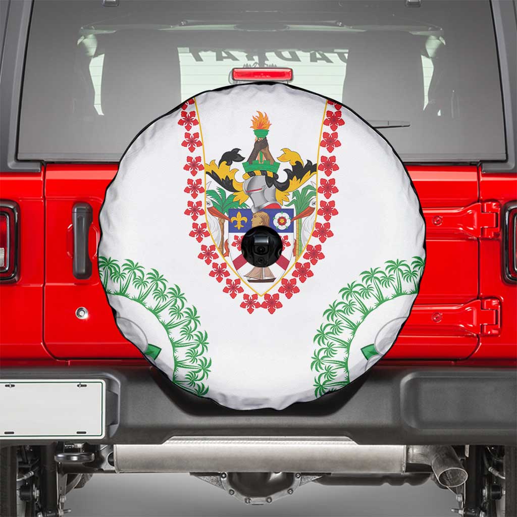 Saint Kitts and Nevis Spare Tire Cover with Vibrant Flag Colors and Hibiscus Flower Design - Wonder Print Shop