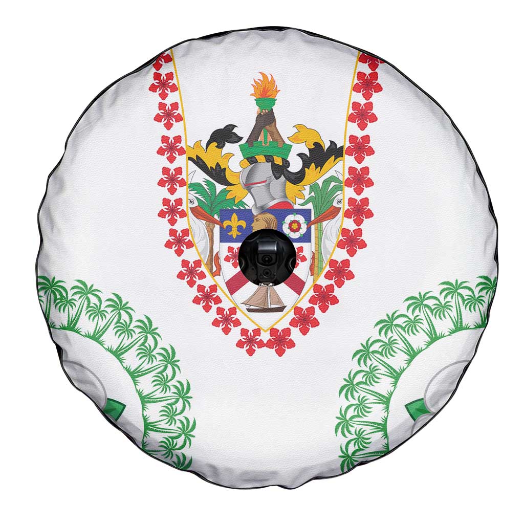 Saint Kitts and Nevis Spare Tire Cover with Vibrant Flag Colors and Hibiscus Flower Design - Wonder Print Shop