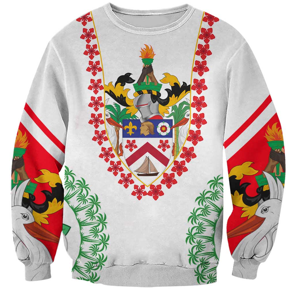 Saint Kitts and Nevis Sweatshirt with Vibrant Flag Colors and Hibiscus Flower Design - Wonder Print Shop
