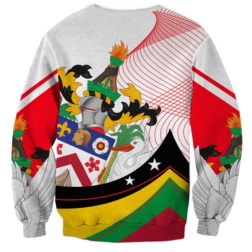 Saint Kitts and Nevis Sweatshirt with Vibrant Flag Colors and Hibiscus Flower Design - Wonder Print Shop