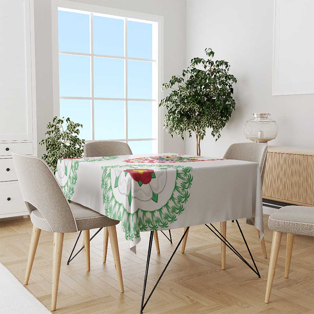 Saint Kitts and Nevis Tablecloth with Vibrant Flag Colors and Hibiscus Flower Design - Wonder Print Shop