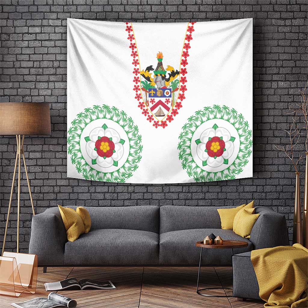 Saint Kitts and Nevis Tapestry with Vibrant Flag Colors and Hibiscus Flower Design - Wonder Print Shop