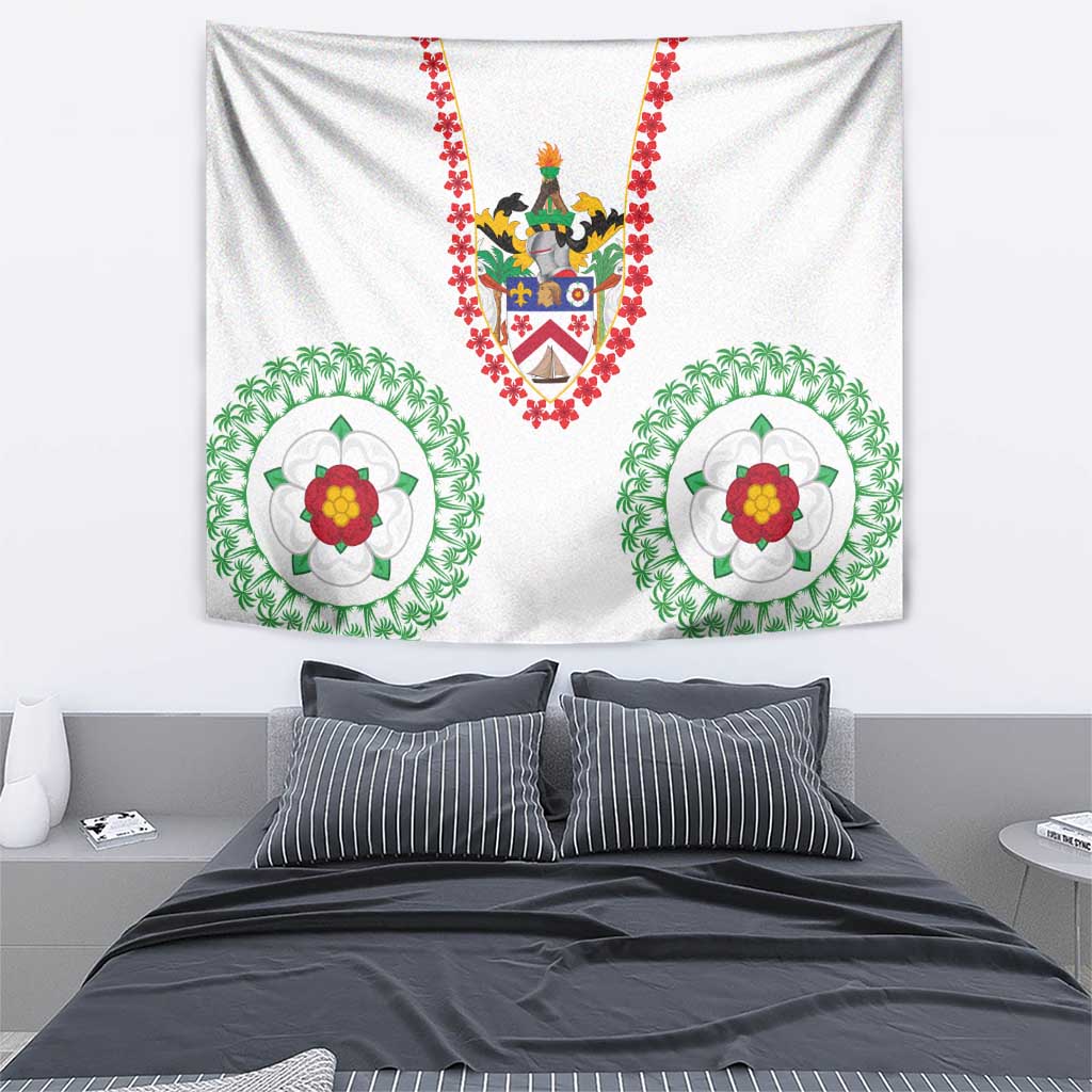 Saint Kitts and Nevis Tapestry with Vibrant Flag Colors and Hibiscus Flower Design - Wonder Print Shop