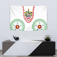 Saint Kitts and Nevis Tapestry with Vibrant Flag Colors and Hibiscus Flower Design - Wonder Print Shop