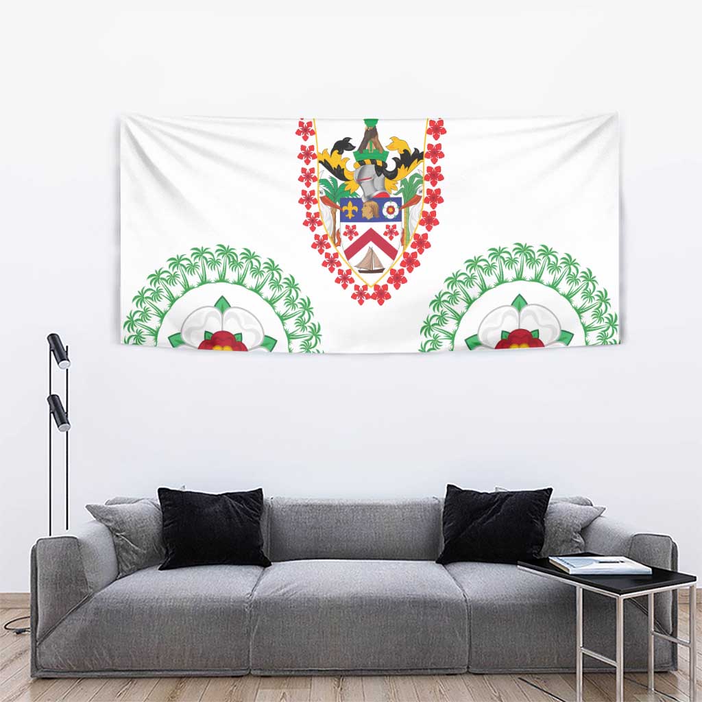 Saint Kitts and Nevis Tapestry with Vibrant Flag Colors and Hibiscus Flower Design - Wonder Print Shop