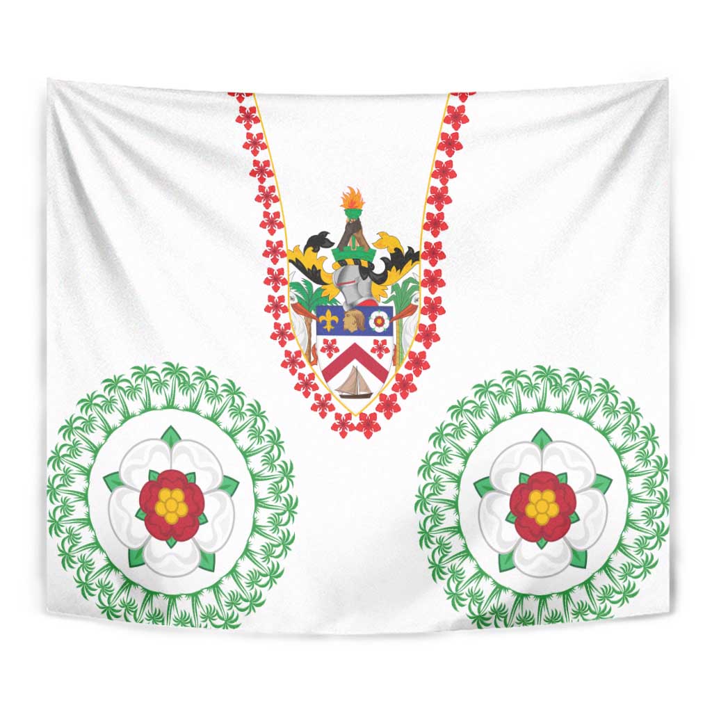Saint Kitts and Nevis Tapestry with Vibrant Flag Colors and Hibiscus Flower Design - Wonder Print Shop