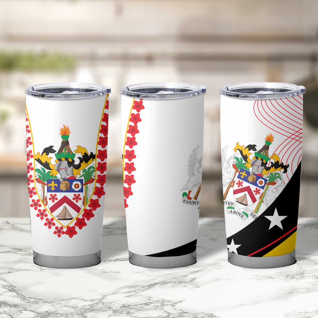 Saint Kitts and Nevis Tumbler Cup with Vibrant Flag Colors and Hibiscus Flower Design - Wonder Print Shop