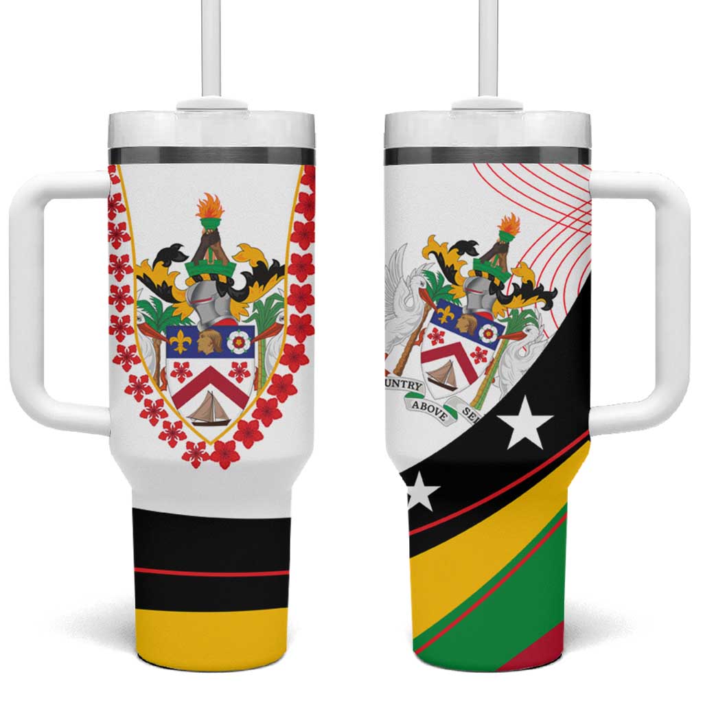 Saint Kitts and Nevis Tumbler With Handle with Vibrant Flag Colors and Hibiscus Flower Design - Wonder Print Shop