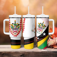 Saint Kitts and Nevis Tumbler With Handle with Vibrant Flag Colors and Hibiscus Flower Design - Wonder Print Shop