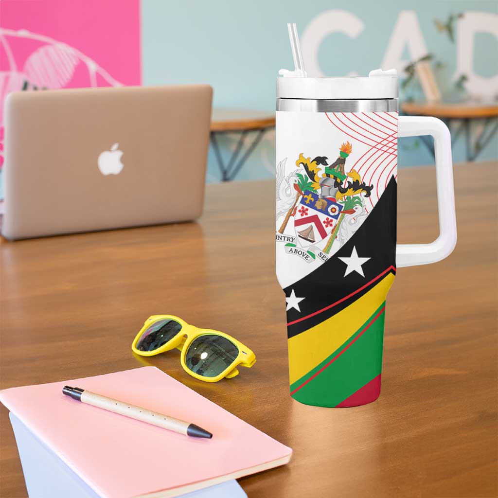 Saint Kitts and Nevis Tumbler With Handle with Vibrant Flag Colors and Hibiscus Flower Design - Wonder Print Shop
