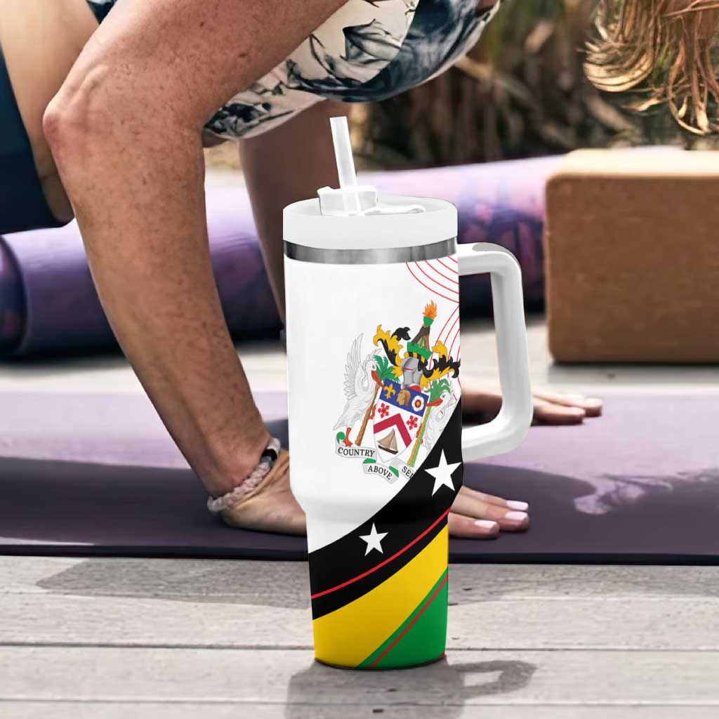 Saint Kitts and Nevis Tumbler With Handle with Vibrant Flag Colors and Hibiscus Flower Design - Wonder Print Shop