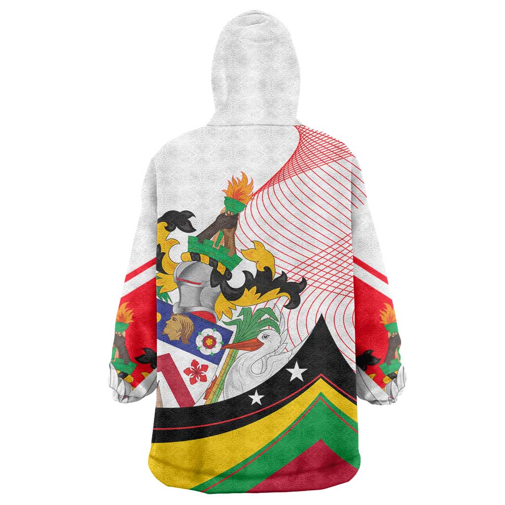 Saint Kitts and Nevis Wearable Blanket Hoodie with Vibrant Flag Colors and Hibiscus Flower Design - Wonder Print Shop