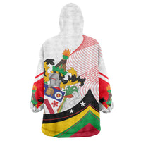 Saint Kitts and Nevis Wearable Blanket Hoodie with Vibrant Flag Colors and Hibiscus Flower Design - Wonder Print Shop