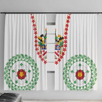 Saint Kitts and Nevis Window Curtain with Vibrant Flag Colors and Hibiscus Flower Design - Wonder Print Shop