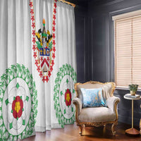 Saint Kitts and Nevis Window Curtain with Vibrant Flag Colors and Hibiscus Flower Design - Wonder Print Shop