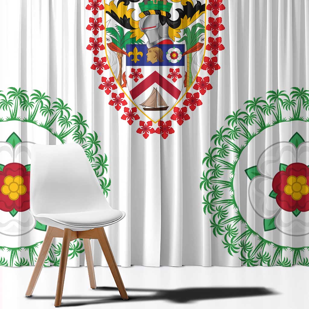 Saint Kitts and Nevis Window Curtain with Vibrant Flag Colors and Hibiscus Flower Design - Wonder Print Shop