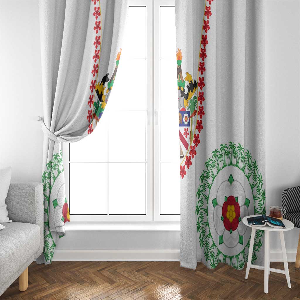 Saint Kitts and Nevis Window Curtain with Vibrant Flag Colors and Hibiscus Flower Design - Wonder Print Shop