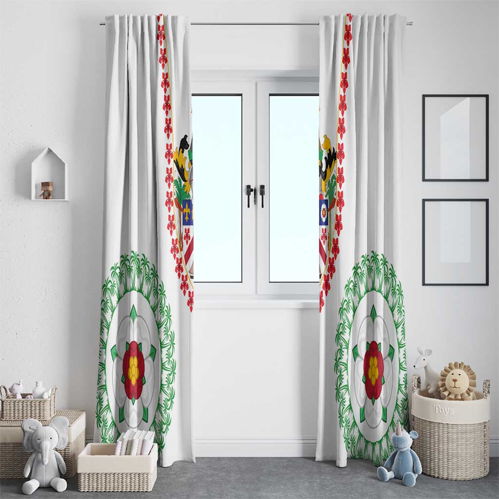 Saint Kitts and Nevis Window Curtain with Vibrant Flag Colors and Hibiscus Flower Design - Wonder Print Shop