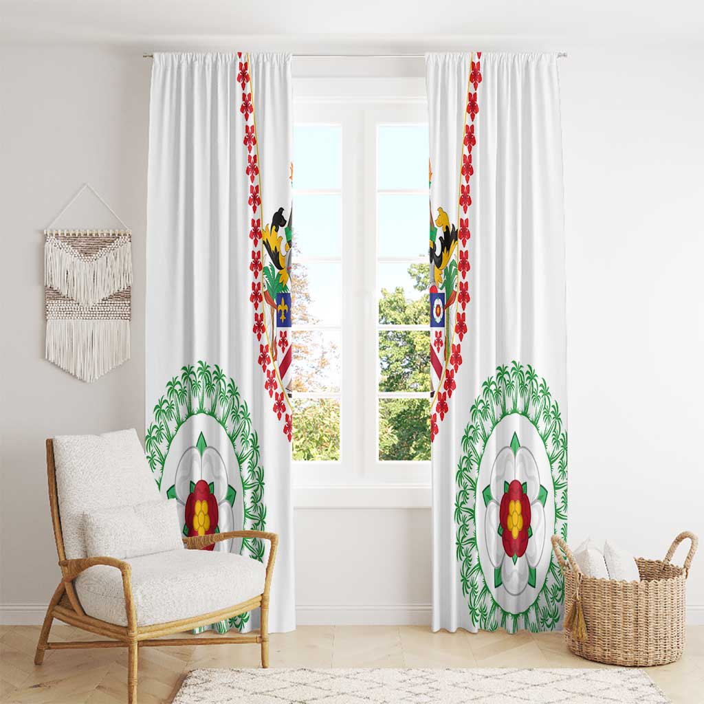 Saint Kitts and Nevis Window Curtain with Vibrant Flag Colors and Hibiscus Flower Design - Wonder Print Shop