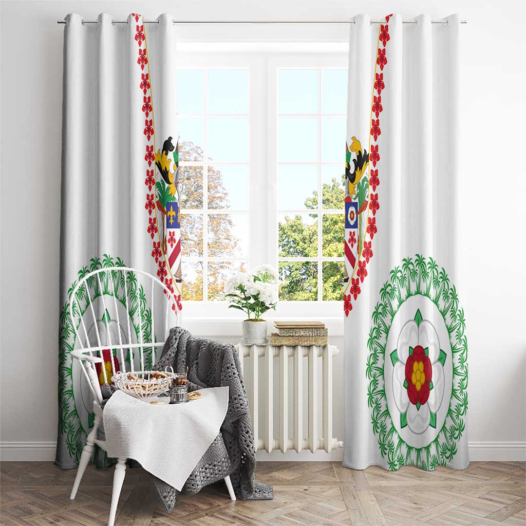 Saint Kitts and Nevis Window Curtain with Vibrant Flag Colors and Hibiscus Flower Design - Wonder Print Shop