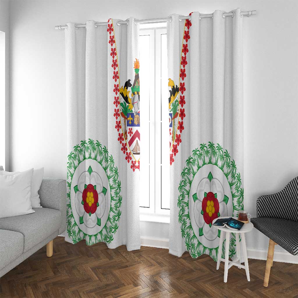 Saint Kitts and Nevis Window Curtain with Vibrant Flag Colors and Hibiscus Flower Design - Wonder Print Shop