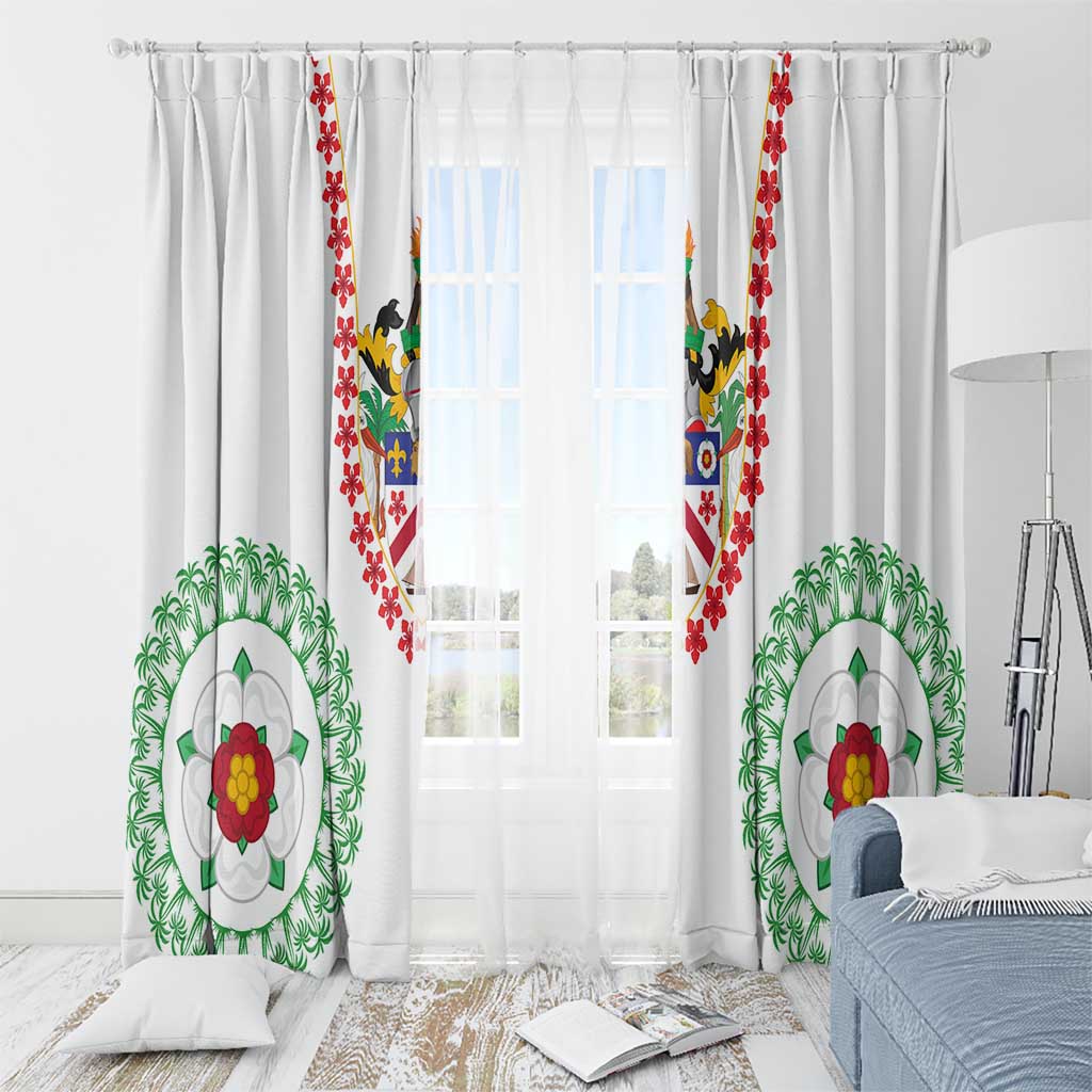 Saint Kitts and Nevis Window Curtain with Vibrant Flag Colors and Hibiscus Flower Design - Wonder Print Shop