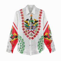 Saint Kitts and Nevis Women Casual Shirt with Vibrant Flag Colors and Hibiscus Flower Design - Wonder Print Shop