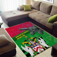 Saint Kitts and Nevis Apparel Area Rug with National Coat of Arms and Cannon Graphic in Red and Green Cultural Pattern Design - Wonder Print Shop