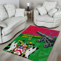 Saint Kitts and Nevis Apparel Area Rug with National Coat of Arms and Cannon Graphic in Red and Green Cultural Pattern Design - Wonder Print Shop