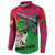 Saint Kitts and Nevis Apparel Button Sweatshirt with National Coat of Arms and Cannon Graphic in Red and Green Cultural Pattern Design - Wonder Print Shop
