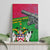 Saint Kitts and Nevis Apparel Canvas Wall Art with National Coat of Arms and Cannon Graphic in Red and Green Cultural Pattern Design - Wonder Print Shop