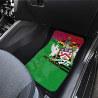 Saint Kitts and Nevis Apparel Car Mats with National Coat of Arms and Cannon Graphic in Red and Green Cultural Pattern Design - Wonder Print Shop