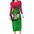 Saint Kitts and Nevis Apparel Family Matching Long Sleeve Bodycon Dress and Hawaiian Shirt with National Coat of Arms and Cannon Graphic in Red and Green Cultural Pattern Design - Wonder Print Shop