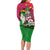 Saint Kitts and Nevis Apparel Family Matching Long Sleeve Bodycon Dress and Hawaiian Shirt with National Coat of Arms and Cannon Graphic in Red and Green Cultural Pattern Design - Wonder Print Shop