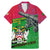 Saint Kitts and Nevis Apparel Family Matching Mermaid Dress and Hawaiian Shirt with National Coat of Arms and Cannon Graphic in Red and Green Cultural Pattern Design - Wonder Print Shop