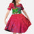 Saint Kitts and Nevis Apparel Family Matching Off The Shoulder Long Sleeve Dress and Hawaiian Shirt with National Coat of Arms and Cannon Graphic in Red and Green Cultural Pattern Design - Wonder Print Shop
